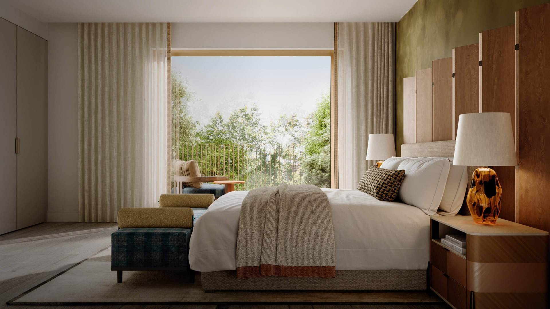 Bedroom in the contemporary building