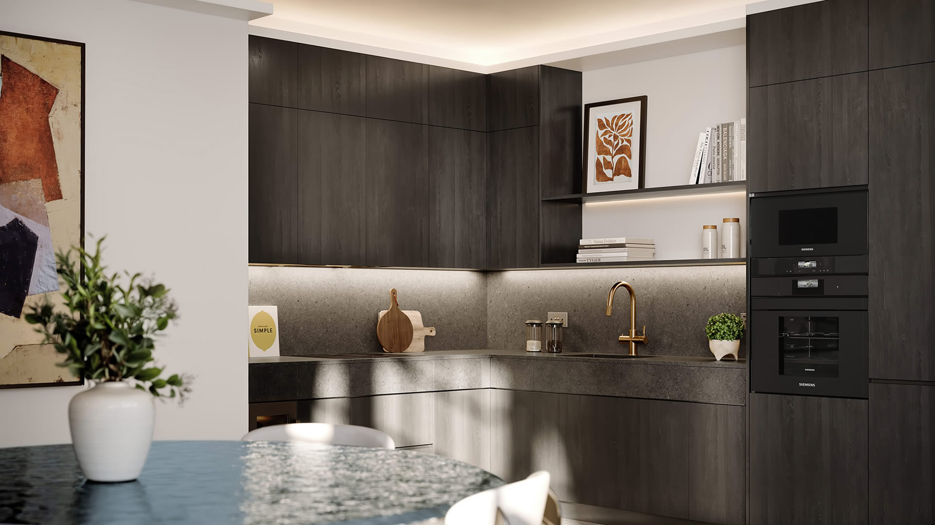 Kitchen in the contemporary building